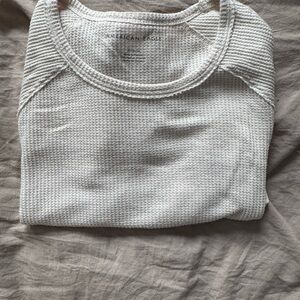 American Eagle Cream Waffle Knit Top